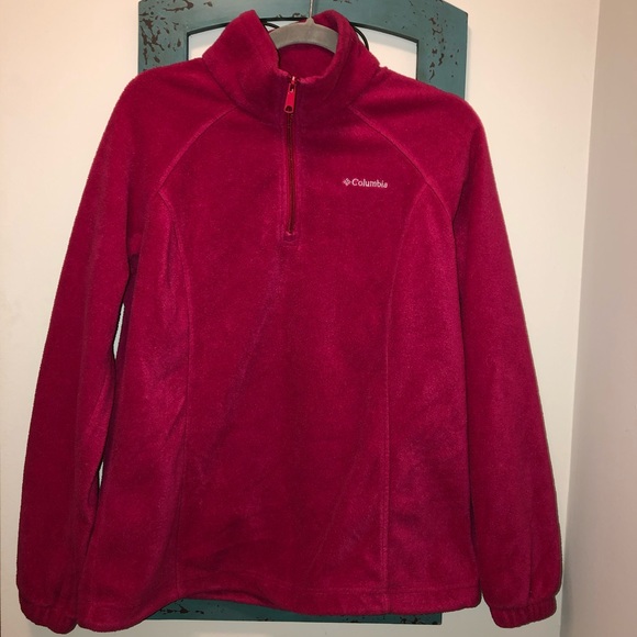 COLUMBIA QUATER ZIP Pink Large - Picture 1 of 6